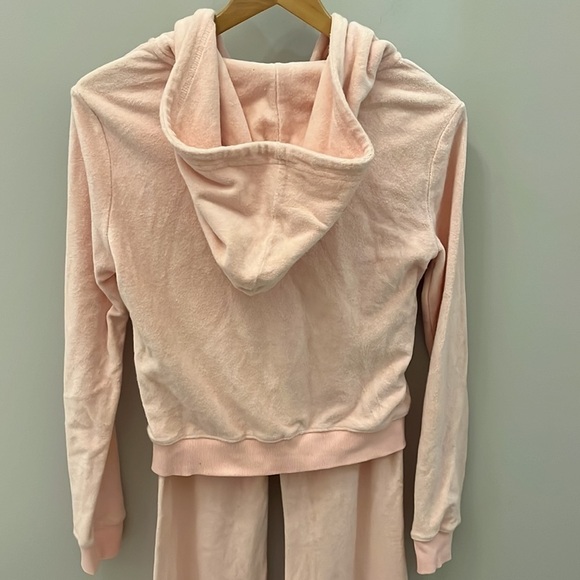 Pam + Gela Terry Zip Hoodie & Pants Two Piece Set Flared Zoe Pink Size Small - Picture 5 of 12